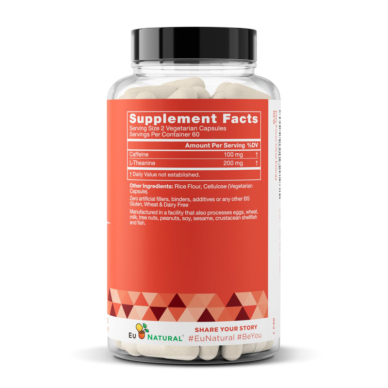[Australia] - Elite Caffeine Pills with L-Theanine – Jitter-Free Focused Energy Supplements – Clean & Natural Nootropic Stack for Smart Cognitive Performance – 120 Soft Capsules 