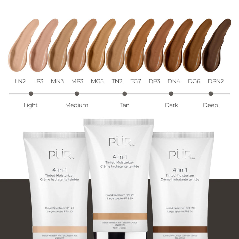 PÜR MINERALS 4-in-1 Tinted Moisturizer With SPF 20 - Hydrating Face Moisturizer, Primer, & Foundation With Shea Butter, Aloe Vera & Vitamin B3 - Vegan Friendly - Free of Paraben, Gluten & BPA 04. MP3/Medium