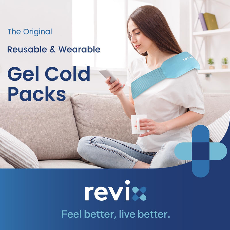 [Australia] - REVIX Ice Packs for Injuries Reusable, 2 Packs Hot and Cold Pack with Adjustable Strap, Flexible Ice Wraps for Joints and Muscle, Rotator Cuff, Back, Knee Discomfort Relief (10" x 5" Blue) Medium 10 x 5 Inch 