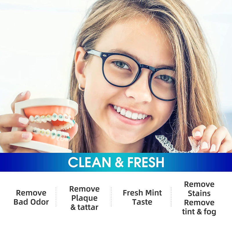 [Australia] - Y-Kelin Retainer and Denture Cleaner 120 Tablets for 4 Months Removes Stains Plaque Odors for Dentures Retainers Mouth Guard and Removable Dental Appliances (120 PCS, Mint) 