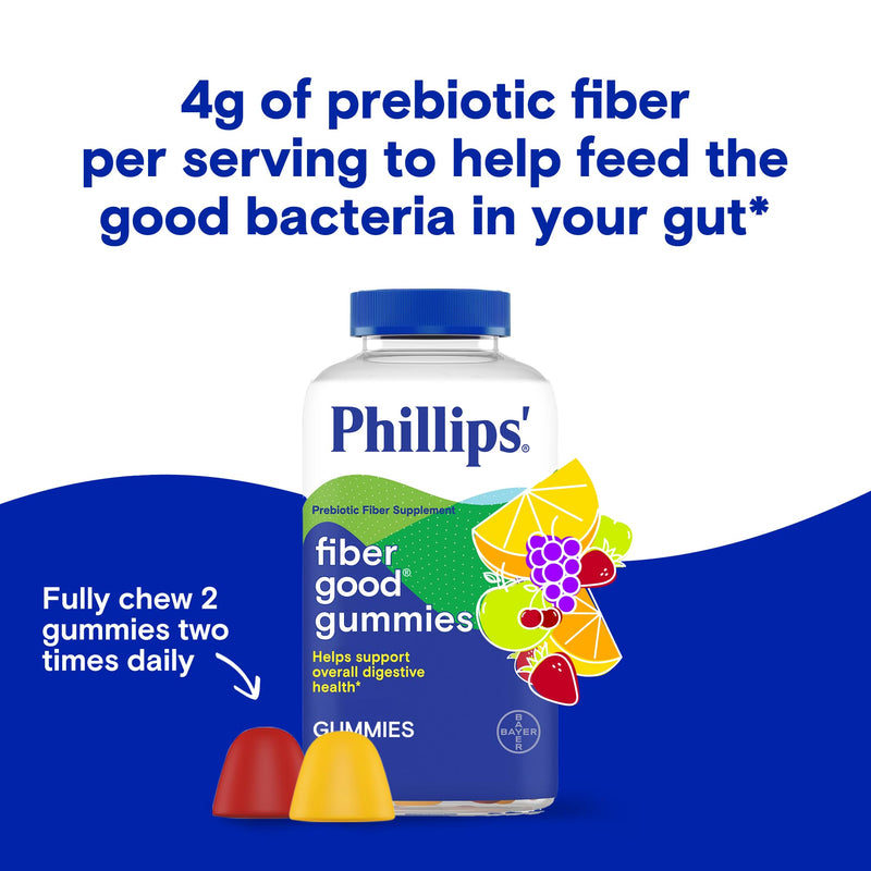 [Australia] - Phillips‚Äô Fiber Good Gummies, Supplement with Inulin for Adults and Children, Fruit Flavored Daily Gummies, 4g of Prebiotic Fiber Per Serving , 90 Count 