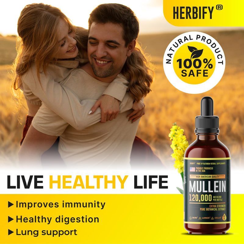 [Australia] - HERBIFY Mullein Drops - Lung Cleanse - Leaf Extract - Powerful Mullein for Immune Support,Detox & Respiratory Support - Made in USA - Herbal Supplements - 4 Oz No Flavor 4 Fl Oz (Pack of 1) 