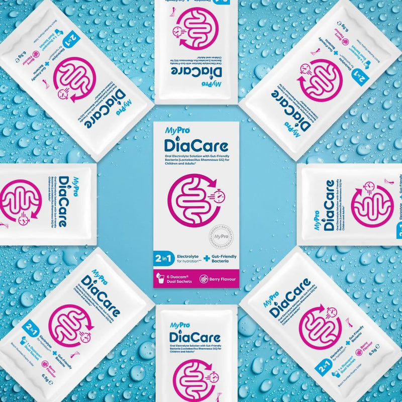 DiaCare Berry 30 Sachets Electrolytes and Probiotic | Berry Flavour Oral Electrolyte & Probiotic Sachets – 30 Sachets Oral Rehydration for Children and Adults