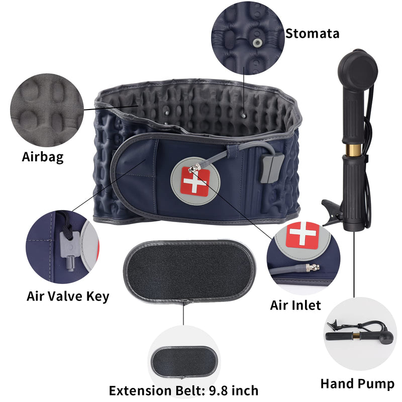 [Australia] - Decompression Back Belt - Lumbar Support Belt for Men & Women Lower Back Pain Relief, Back Traction Device Fits Waist Size 29-49 Inches (Blue) Blue One Size 