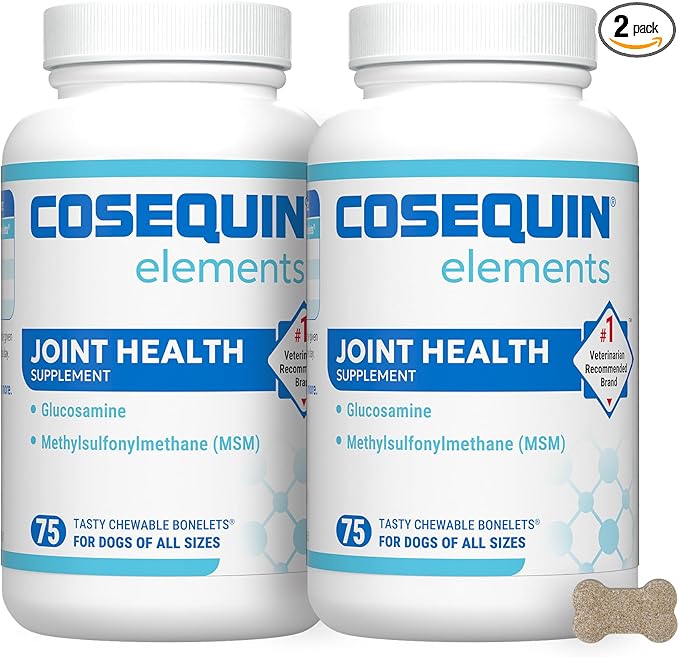 Nutramax Cosequin Standard Strength Joint Health Supplement for Dogs, with Glucosamine and MSM, 75 Chewable Tablets (Pack of 2) 75Count (Pack of 2)