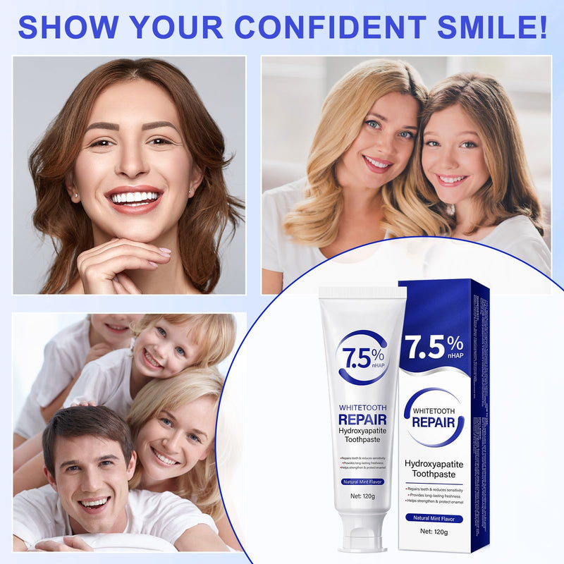 [Australia] - 7.9% Nano Hydroxyapatite Toothpaste 2Pcs - Gum Care Strengthen, Repairs Teeth and Reduces Sensitivity, Provides Long-Lasting Freshness, Prevent Cavities, Naturally Whiter Teeth, Fluoride-Free 