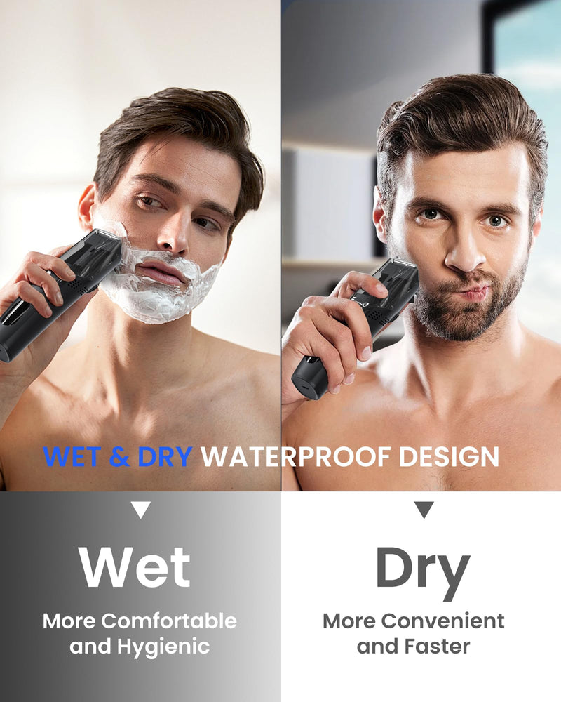 [Australia] - FERRISA Vacuum Beard Trimmer for Men, Rechargeable Mustache Trimmer for Men with Adjustable Length Comb, Cordless Electric Mens Beard Trimmer with Built-in Vacuum for Mustache, Sideburns Black 