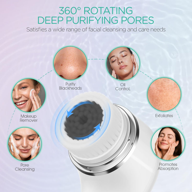 [Australia] - Sonic Facial Cleansing Brush for Deep and Through Facial Cleansing, Waterproof Face Scrubber and Ultimate Blackhead Remover for Daily Skin Care, Rechargeable and Gentle Face Exfoliator 