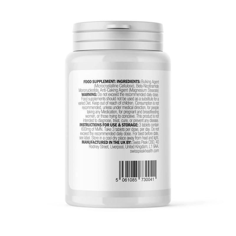 NMN = NAD+ Supplement, 600mg per Serving, Enhanced Absorption, Actual NAD+ Supplement for Cellular Repair & Energy Metabolism | Vegan, Non-GMO