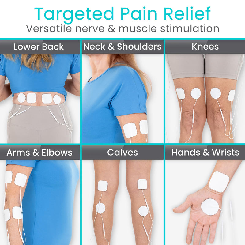 Vive Stim Machine for Muscle Recovery - 24 Mode Tens Unit Stimulator for Pain Relief Therapy - 24 EMS & 12 Fitness Models with Electrodes for Period Cramps, Physical Therapy - Stimulation Device