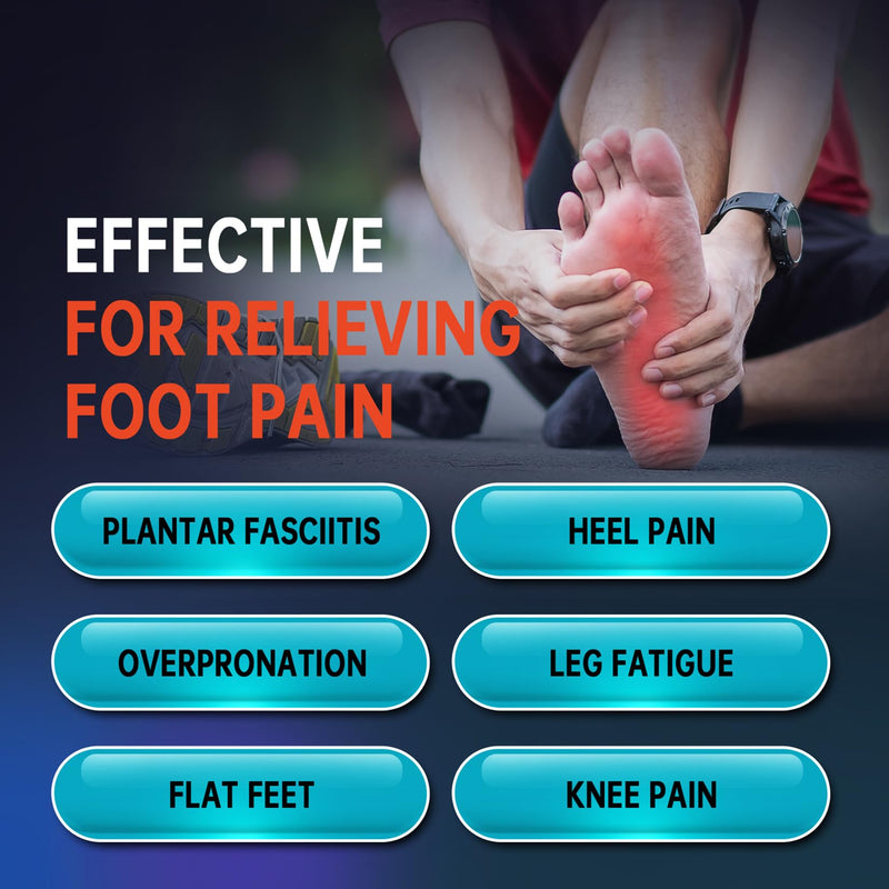 [Australia] - PCSsole Plantar Fasciitis Insoles Men Women- 220+lbs Heavy Duty High Arch Support Inserts with Comfort Cushion Orthotic Pain Relief Insoles for Flat Feet - Arch Pain - Heel Pain -Work Boot Shoe Insole Mens 6-6.5 | Womens 8-8.5(9.96")(253MM) Black & Blue 