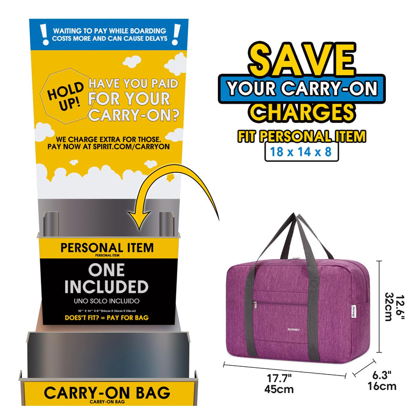 Narwey Personal Item Bag Travel Duffel Bag with Clear Travel Makeup Bag