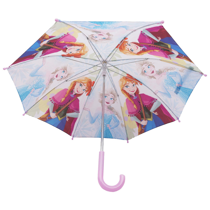 Disney Frozen Kids Umbrella, Purple | Elsa and Anna Rain with Snowflake Print and Curved Handle