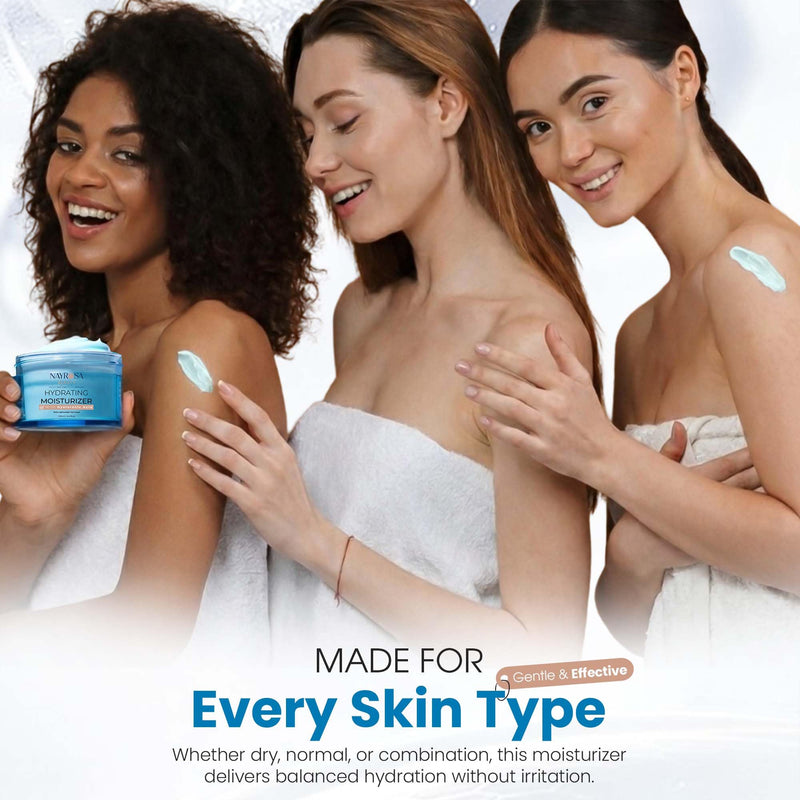 NAYROSA Hyaluronic Acid Gel Moisturizer Cream with Vitamin E, 100ml | 48 Hr Hydration, Lightweight Water Cream for Normal/Dry Skin, Plumping & Smoothing Daily Moisturizer-Korean Skincare