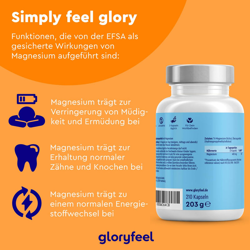 [Australia] - Magnesium citrate capsules - 2500 mg, of which 400 mg is elemental magnesium per day - 210 capsules of high-dose tri-magnesium dicitrate - vegan, laboratory-tested, made in Germany without additives 