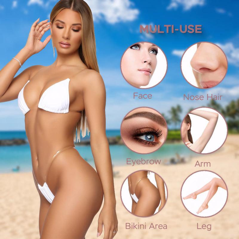 [Australia] - Electric Razors for Women, 4-in-1 Women’s Facial Hair Removal, Face Shaver Ebrow Trimmer Pubic Bikini Trimmer Portable Ladies Shaver Womens Razors for Shaving White 