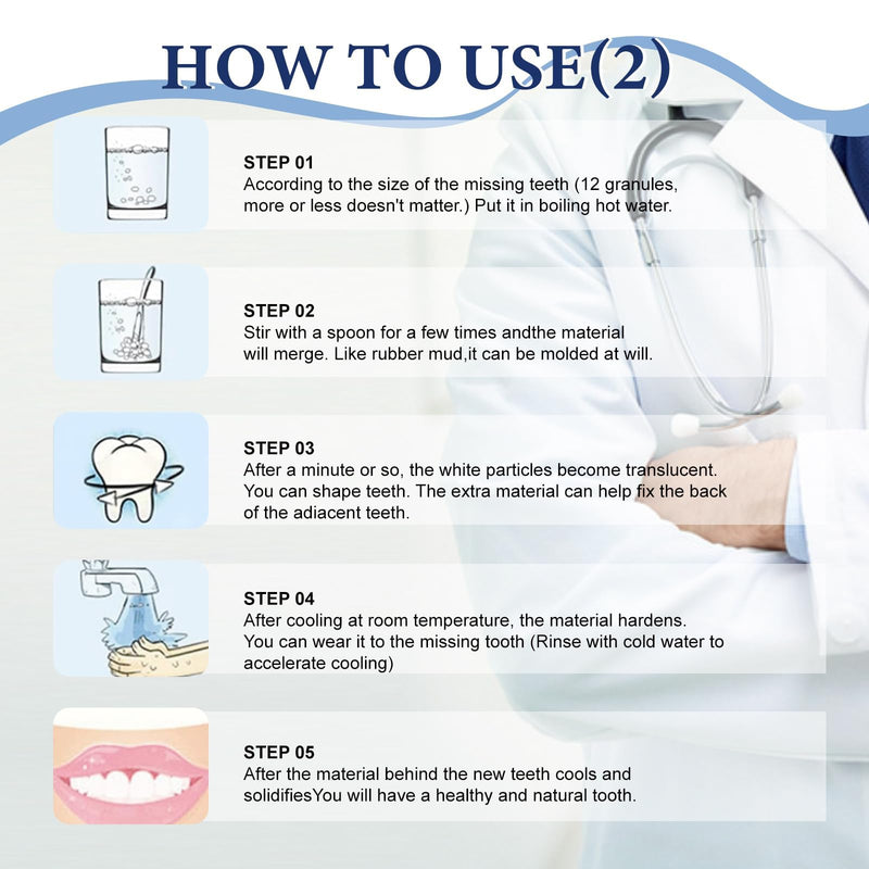 [Australia] - Tooth Repair KitÔºåTemporary Natural Shade for Filling The Gap, Moldable Thermal Beads Replacement Kit Replace The Missing or Broken Tooth-6PCS-T002 
