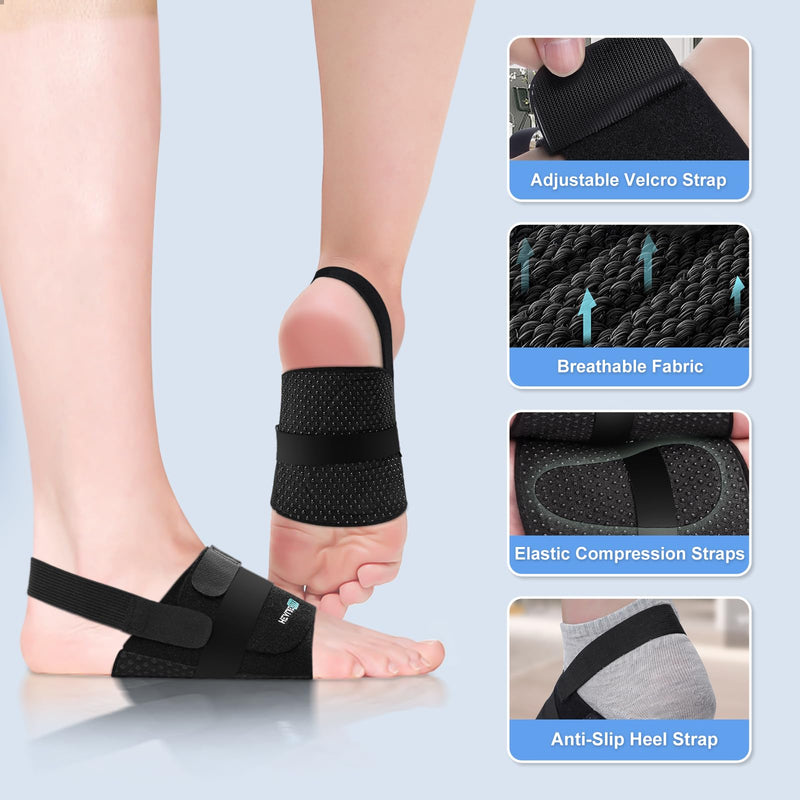 [Australia] - Healrecux Arch Bandages for Plantar Fasciitis, Arch Support Adjustable Women Men, Arch Support, Flat Foot Bandage Flat Feet, Arch Pain Pain Relief Black/Green Adjustable Size 