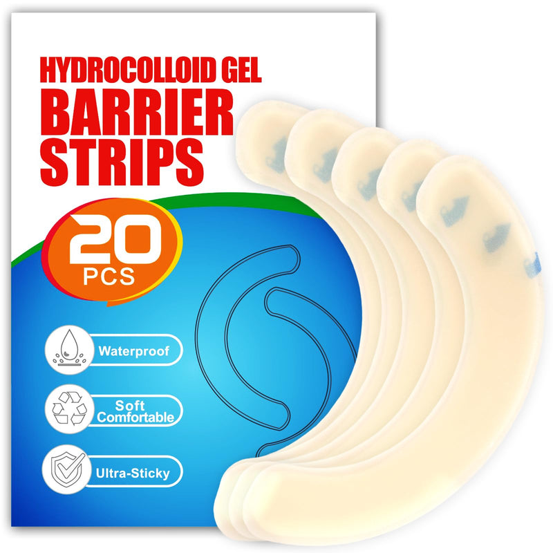 [Australia] - 20 Pcs Hydrocolloid Ostomy Barrier Strips - Waterproof Skin Adhesive Tape for Colostomy Stoma Bags - Medical Grade Elastic Leak-Proof Stoma Barrier Strips for Secure Seal and Comfort 