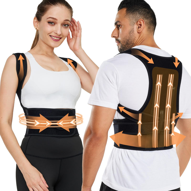 [Australia] - Back Brace, Posture Corrector for Women and Men,Scoliosis and Hunchback Correction,Brace for Upper and Lower Back,Relieve Back Pain,Comfortable and Effective (XL) XL Black 