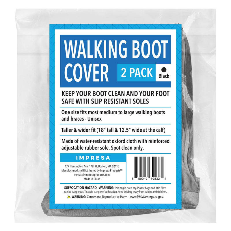 [Australia] - IMPRESA 2 Pack Walking Boot Cover for Foot & Ankle Brace – Medical Boot Shoe Protectors for Rain & Winter Weather – Water-Resistant Cast Cover for Foot Brace & Orthopedic Shoes – Med/Large – Unisex 
