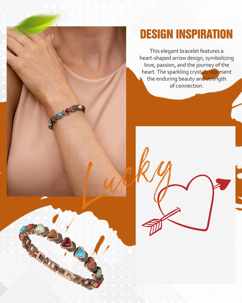 [Australia] - Jecanori Copper Bracelets for Women, Effective Magnetic Bracelets for Women with 3800 Gauss Ultra Magnets and Sizing Tool Love-stone 