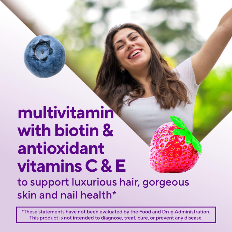 Vitafusion Hair Skin and Nails Vitamins | Biotin 5000mcg | 135 Gummies Raspberry 135 Count (Pack of 1)