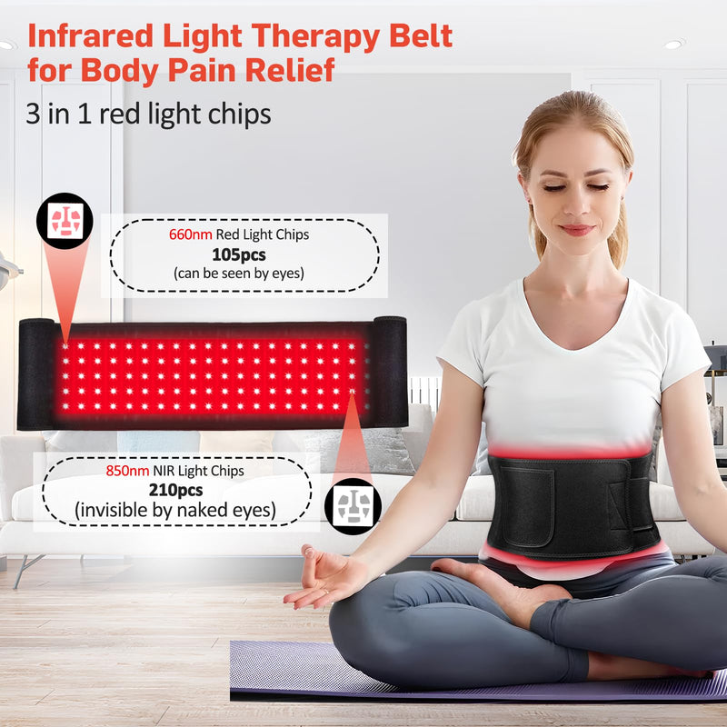 [Australia] - Red Light Therapy for Body, Infrared Light Therapy for Shoulder Waist Muscle Pain Relief, Upgraded 3 in 1 Led Beads, 660nm Red Light &850nm Near Infrared Light Therapy Belt Wrap Timer Remote Control XL 