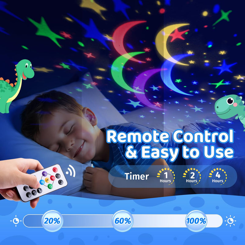 [Australia] - Dinosaur Night Light for Kids, 93 Lighting Effects+15 Musics Kids Night Light Projector for Kids, 3 Films+Remote Toddler Kids Projector Night Light for Kids,360° Silent+Dimmable Egg Light for Nursery 