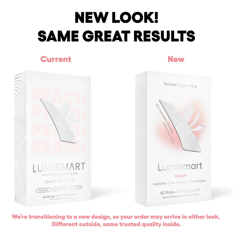 [Australia] - Something Nice Lumismart Whitening Strips - Dentist-Designed, Enamel Safe, up to 42 Treatments with Smart Adjust - Teeth Whitening Strips in Peach for Sensitive Teeth 
