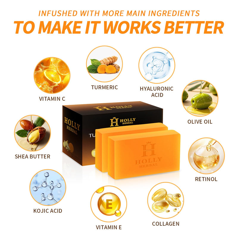 XXL 2.84oz Turmeric Soap Bar - Kojic Acid Soap Dark Spot Remover & Scars - Original Japanese Complex Vitamin C Collagen Shea Butter Retinol Acid Dark Spot Remover for Face Body Skin 1