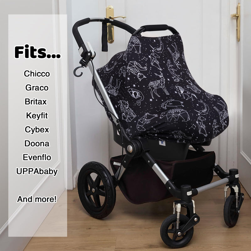[Australia] - Rquite Baby Car Seat Cover, Carseat Cover Girls Boy, Stretchy Infant Car Seat Cover, Breathable Baby Carrier Cover, Soft Car Seat Canopy, Multi-use Covers Up for Stroller, Shopping Cart, High Chair Constellation 