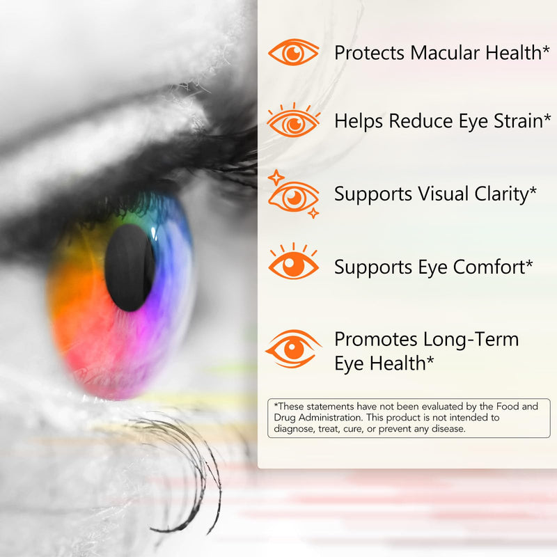 Lutein & Zeaxanthin Eye Vitamins, 16-in-1 Eye Health Formula with Omega-3, Zinc, Vitamins C, D3 & E, 40mg Lutein for Vision & Macular Support, 120 Capsules