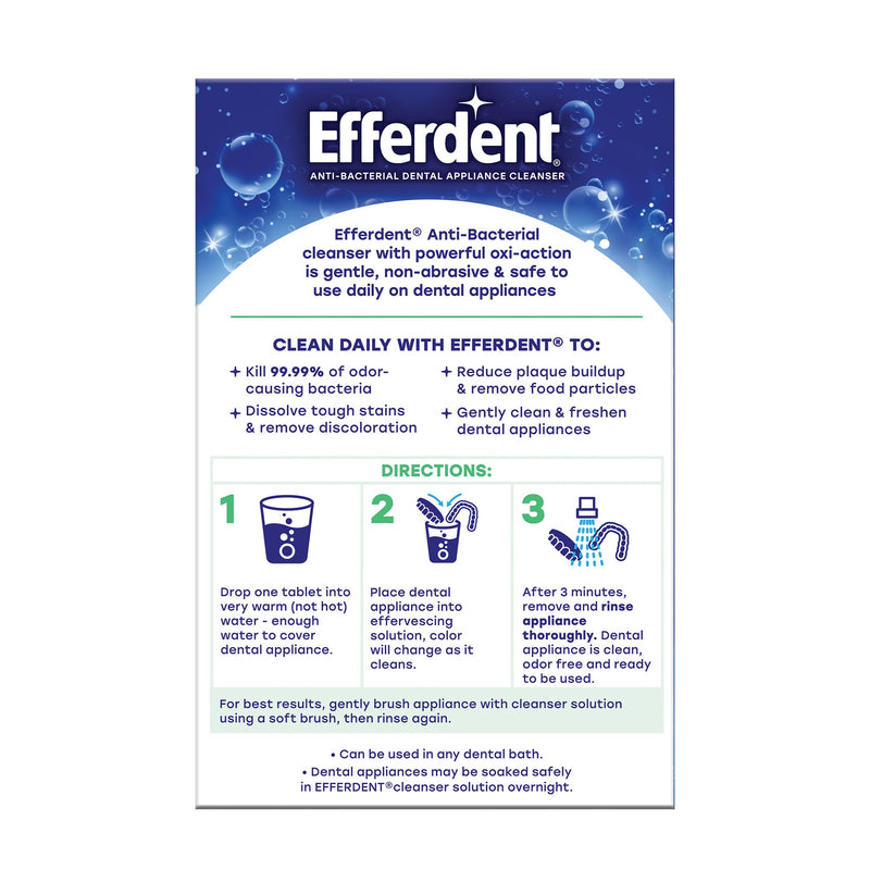 [Australia] - Efferdent Retainer Cleaning Tablets, Denture Cleaning Tablets for Dental Appliances, Minty Fresh & Clean, 126 Count 126 Count (Pack of 1) Denture Cleanser Tablets 
