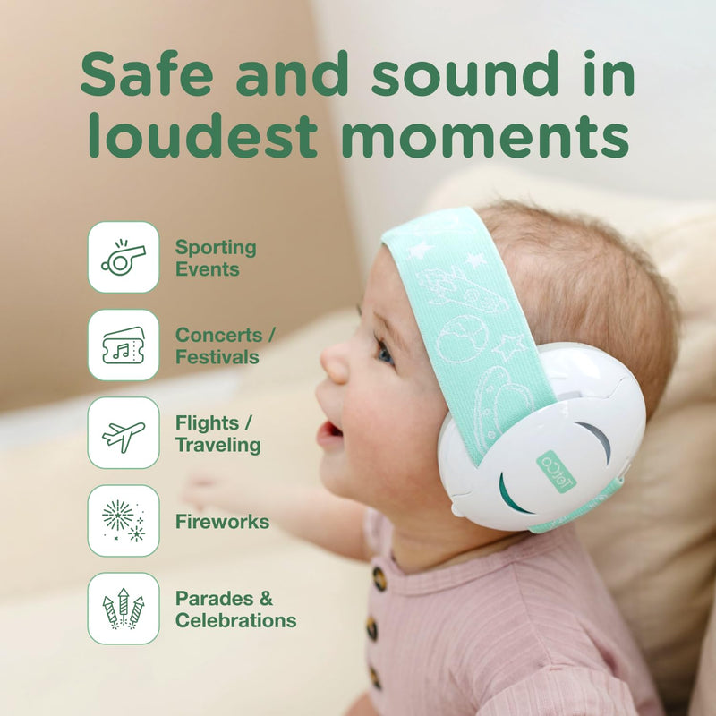 [Australia] - Earmuff Protection for Toddlers, Infants, and Babies - 0 to 36 months - Noise Cancelling Earmuff Headphones Green 