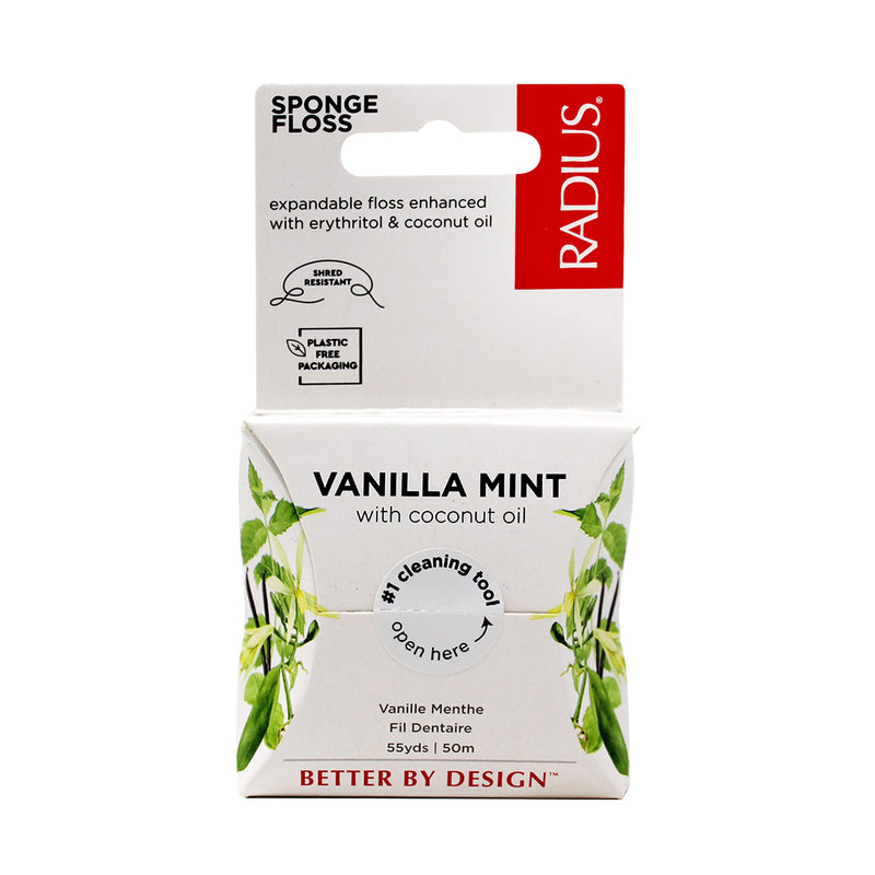 RADIUS Vanilla Mint Dental Floss 55 Yards Vegan & Non-Toxic Oral Care Boost & Designed to Help Fight Plaque - Pack of 2 1 Count (Pack of 2)