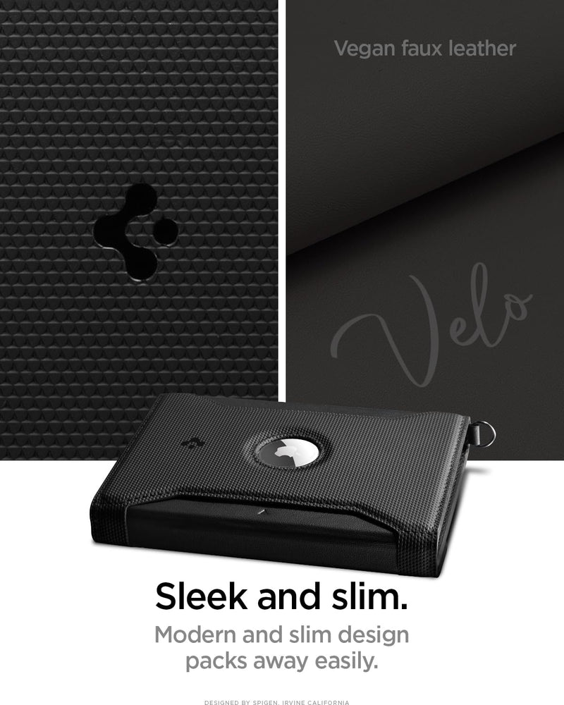 Spigen Life Passport Card Cover Holder, RFID Blocking | Travel Document Organizer, SIM Card Pin Included - Black Black - with AirTag Holder