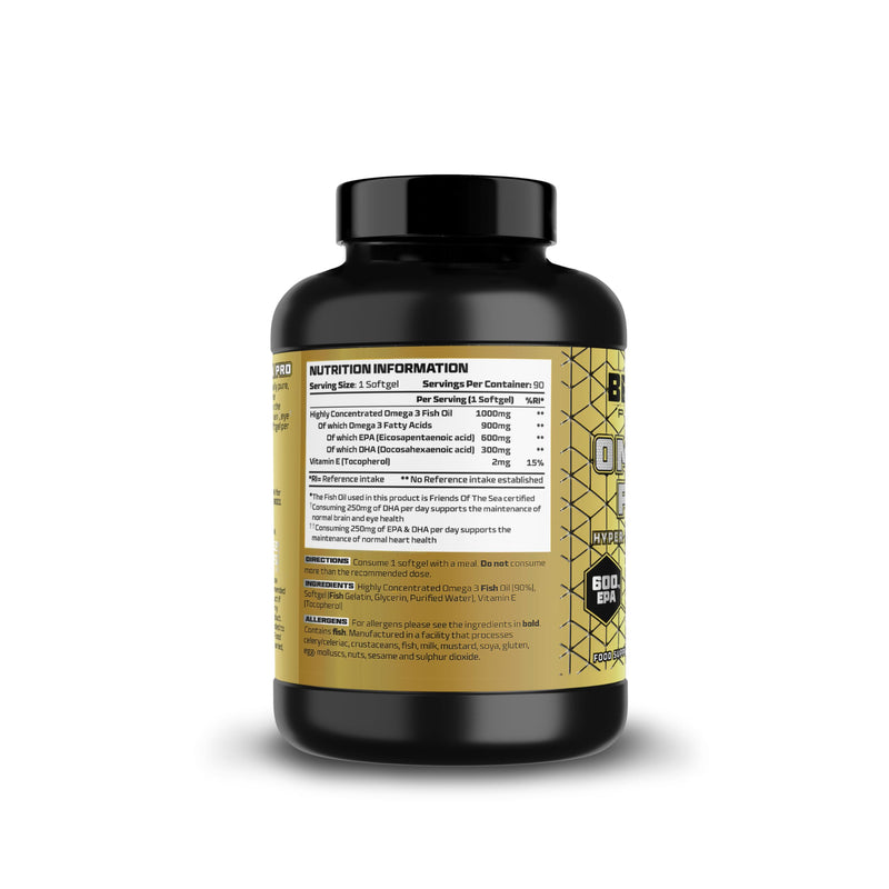 Beast Pharm Omega 3 Capsules High Strength 1000mg per Capsule - 90 Softgels, 3 Month Supply - Omega 3 Fish Oil Triple Strength Supplements 600mg EPA, 300mg DHA 90 count (Pack of 1)