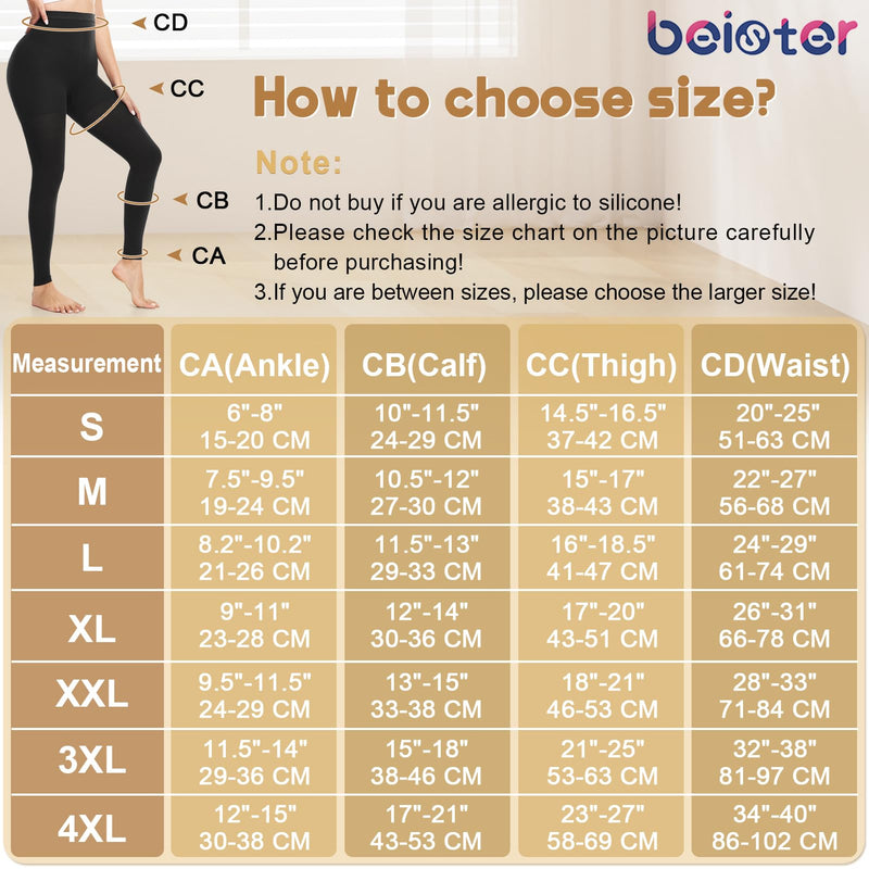 [Australia] - Beister Medical Compression Pantyhose for Men & Women, 15-20mmHg Opaque Footless Waist High Compression Stockings & Leggings, Circulation Support Pressure Tight for Varicose Veins, Oedema, Flight, DVT Black Large 