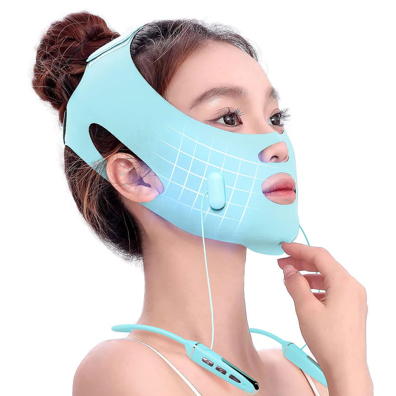 Face Belts with Adjustable Straps,Double Chin Reducer and Face Lift Device with 4 Modes and 5 Gear Adjustable Intensities - Intelligent Double Chin Machine for V-face