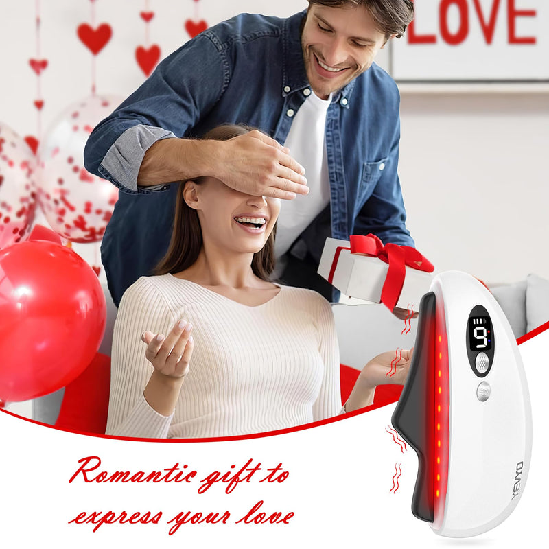 Gua Sha Facial Tool, Electric Black Obsidian Guasha Tool for Face, Chin, Neck, Body, Heated Vibrating Massage Gua Sha Stone for Face Sculpting Bright White