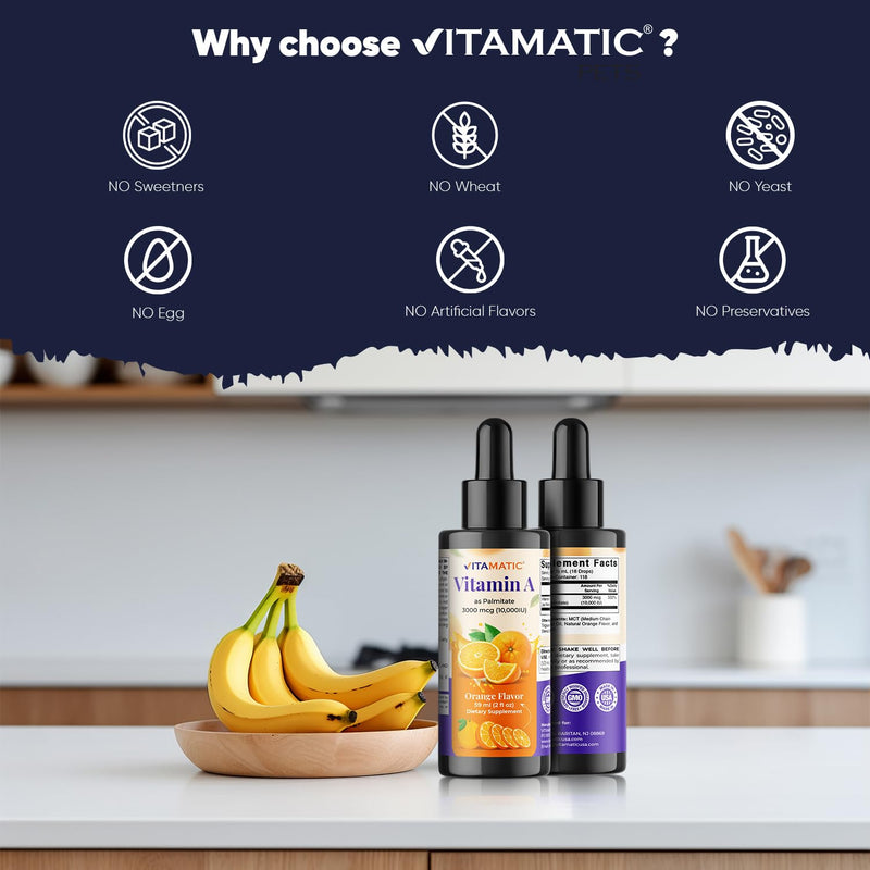 [Australia] - Vitamatic Sugar Free Vitamin A Liquid Drops 10000 IU (3000 mcg) as Retinyl Palmitate - Approximate 4 Months Supply - Immune Support, Eye Health, Skin Health - 2 FL OZ (59 ml) (2 Packs) 