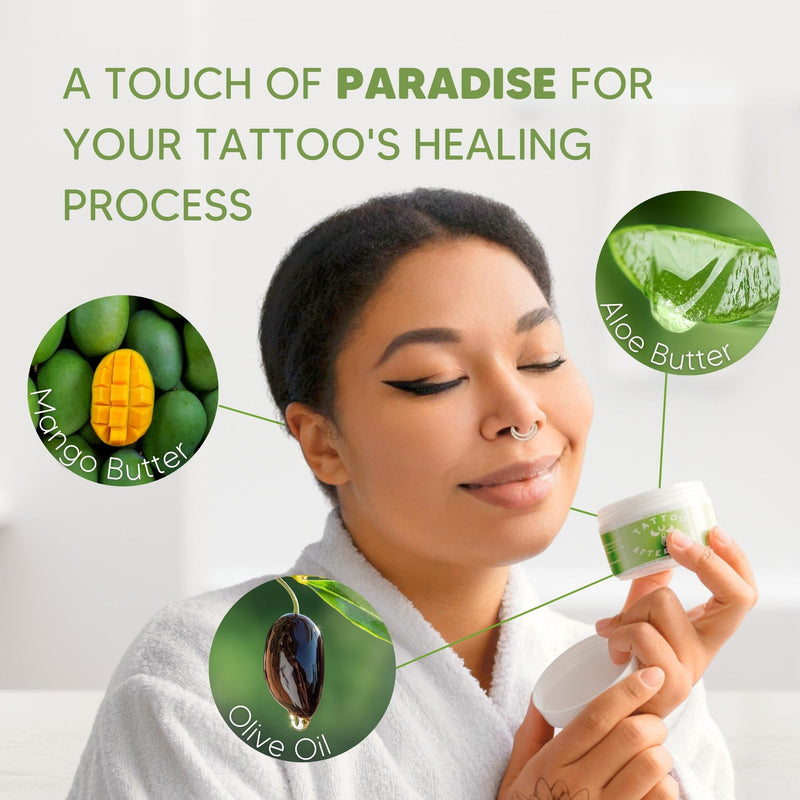 [Australia] - BodyJ4You Tattoo Aftercare Balm - New Tattoo Recovery Cream Moisturizer - Non Greasy Vegan Butter Enhancing Color - Safe Lotion Old Tattooed Skin Sun Protection Natural Skin Care - 4 Oz 