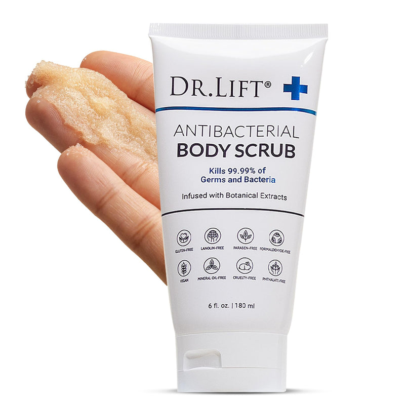 Antibacterial Body Scrub, Botanical Exfoliating Formula, 6 Fl Oz | With Vitamin E, Vitamin A, Lavender, and Salt Granules to Exfoliate and Nourish Skin, Body Care for Oily and Combination Skin