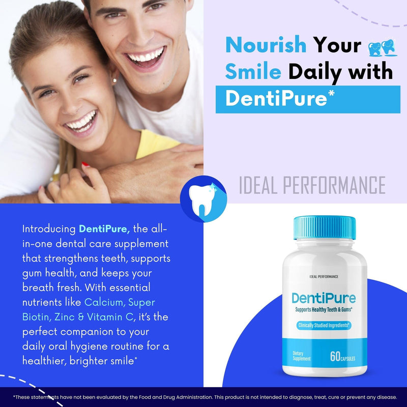 Dentipure Capsules for Healthy Teeth and Gums, Dentipure Supplement Pills Advanced Oral Probiotics - All Natural Blend to Support Fresh Breath, Denti Pure Oral Health, Denti pure Reviews (60 Capsules)