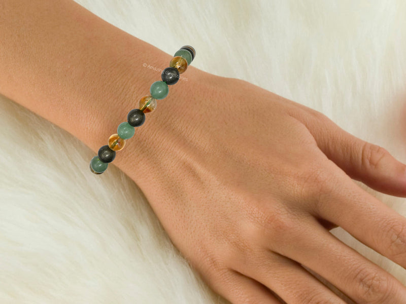 [Australia] - Natural Healing Crystal Bracelet for Women - Mens Bracelet Energy Balancing Gemstones Set - Adjustable Stone Bead Bracelet for Men and Women - Chakra Crystal Therapy Accessory, Meditation Money Success 