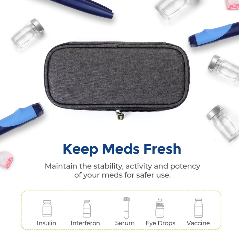 [Australia] - AUVON Insulin Pen Cooler Travel Case with 2 * 90g TSA Approved Ice Packs, Diabetic Medication Insulated Cooling Bag for Insulin Pens and Diabetic Supplies Storage, Compact for Daily Life and Trips Black 