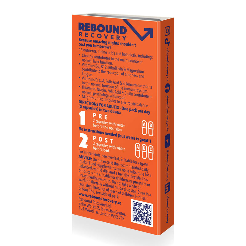 Rebound Recovery (3 Packs) | Party Recovery Supplement Packs | Recover Faster | Wake Up Fresh | Vitamins | Supports Energy, Balance & Liver Health | Vegan 1 count (Pack of 3)