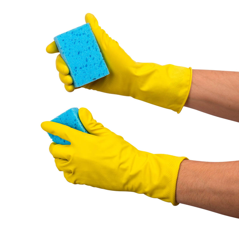 [Australia] - SteadMax 3/6 Pairs Cleaning Gloves, Reusable Natural Rubber Dish Gloves, Latex Non-Slip Gloves for Kitchen and Household… Large 3 Pack 