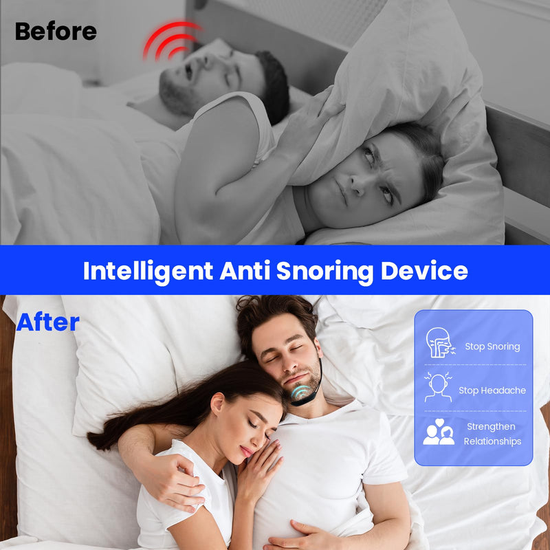 [Australia] - Anti Snoring Devices, Pulse Feedback, Snore Stopper Chin Mounted, 6 Adjustable Modes, Snoring Solution for Men & Women, Portable Snoring Relief for Home Travel Black & Grey 